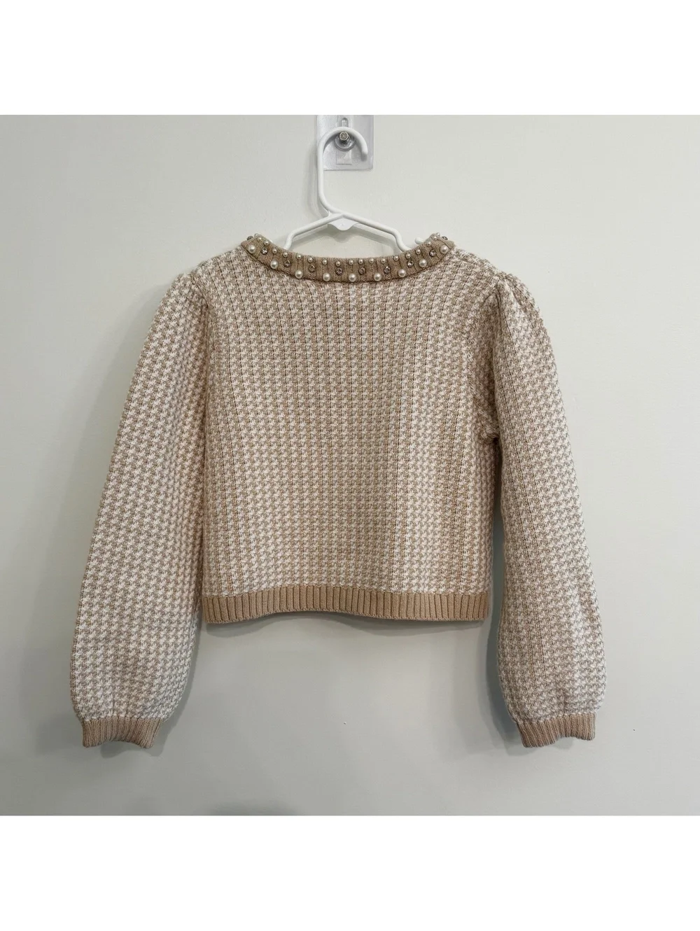 Tahari Girls' Knit Cardigan Sweater with Pearl and Rhinestone Detail Size 7-8 Y
